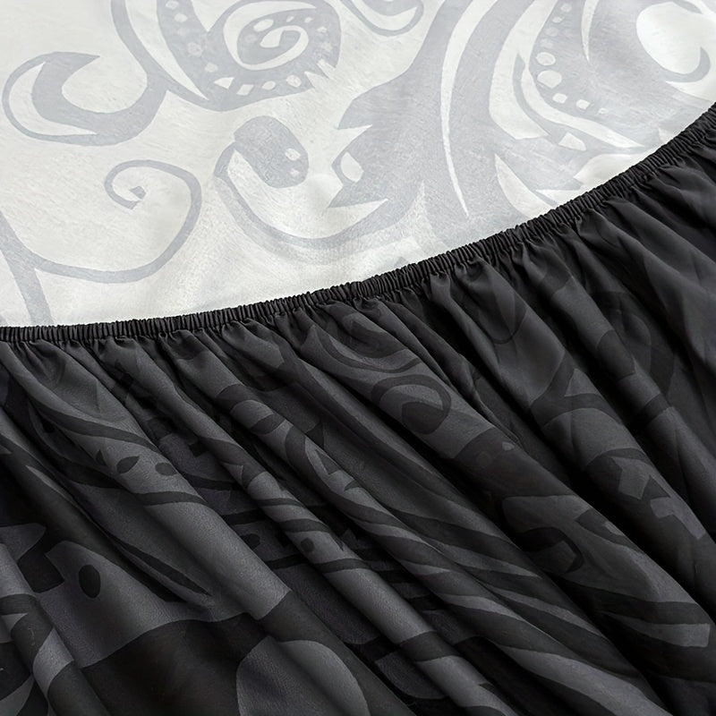Gothic Skull Fitted Sheet Set 3-Piece – Victorian Baroque Black & Gray Skull Pattern, Deep Pocket 15", Machine Washable Hypoallergenic Bedding, Twin Full Queen King