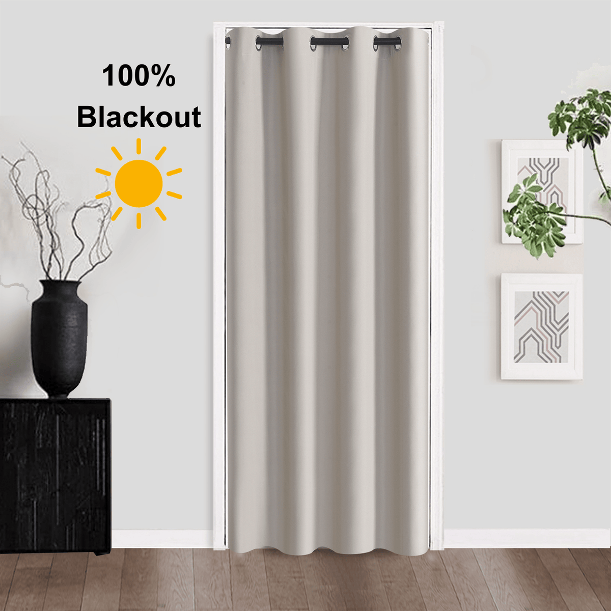 Blackout Door Curtain Single Panel Grommet 39x78 Thermal Insulated Noise Reducing – 100% Light Blocking, 6 Colors, Energy Efficient Window Drape