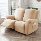 Jacquard Stretch Recliner Sofa Cover – Big Leaves Pattern, 1/2/3 Seater & Loveseat with Console, Winter Insulation Soft Washable, 6 Colors