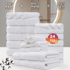 100% Cotton Bath Towel Set 12 & 24 Piece – 450 GSM Soft Absorbent Towels with Bath Towels, Hand Towels & Washcloths | Spa Quality for Home, Travel & Gifts