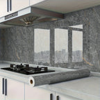 Marble Contact Paper Waterproof Self-Adhesive PET Film Heat Oil Resistant Glossy Vinyl Wrap for Kitchen Cabinets Bathroom Countertops Drawer Liner Furniture Decor White Black Marble 15.75x196.85 in
