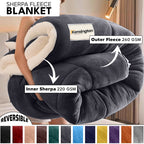480GSM Heavy Sherpa Fleece Blanket Double-Sided Reversible Warm Throw for Couch Bed Office Travel All Season Comfort Sofa Decoration Holiday Gift