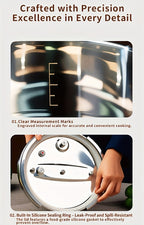 Stainless Steel Pressure Cooker & Stew Pot with One-Twist Lock Lid – 1.32, 1.59 & 2.11 Gal Sizes, Induction & Gas Compatible, Dishwasher Safe for Family Meals