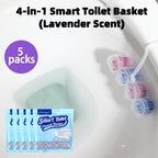 4-in-1 Toilet Cleaner Hanging Basket 5 Pack 65g – 200+ Flushes, Deodorizes & Removes Yellow Stains, Non-Corrosive Tablets for Smart, Hanging & No-Tank Toilets, 4 Fresh Scents: Ocean, Lemon, Lavender, Floral