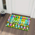 Easter Doormat Flannel Happy Easter Egg Spring Welcome Mat Non-Slip Soft Indoor Outdoor Kitchen Entryway 5 Sizes Including Runner Set