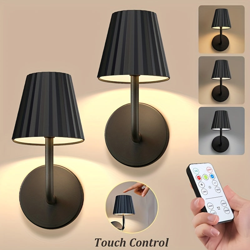Touch Dimmable LED Wall Sconce with Remote USB Battery Backup 3 Color Temperatures Timer for Bedroom Living Room Hallway Low Voltage