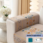 Embroidered Chenille Sofa Slipcover Bohemian Geometric Floral Pattern | Non-Slip Machine Washable Couch Cover for 1-2-3-4 Seater with Armrest & Pillow Cover Options, 6 Colors