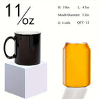 Color Changing Mugs 12 Pack – Heat Sensitive Sublimation Coffee Cups Reveal Design When Hot, 11oz & 15oz | Perfect for Parties & Gifts