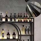 Wall Mounted Wine Bottle Rack with LED Lighting 3-Tier Floating Iron Shelf with Glass Holder for Kitchen Living Room Bar Golden Black 39-55 Inch