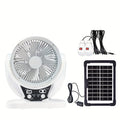 Portable Solar-Powered LED Camping Fan with USB Charging – Foldable 3-in-1 Fan, Light & USB Charger for Outdoor Adventures, Camping & Desktop Use