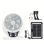 Portable Solar-Powered LED Camping Fan with USB Charging – Foldable 3-in-1 Fan, Light & USB Charger for Outdoor Adventures, Camping & Desktop Use