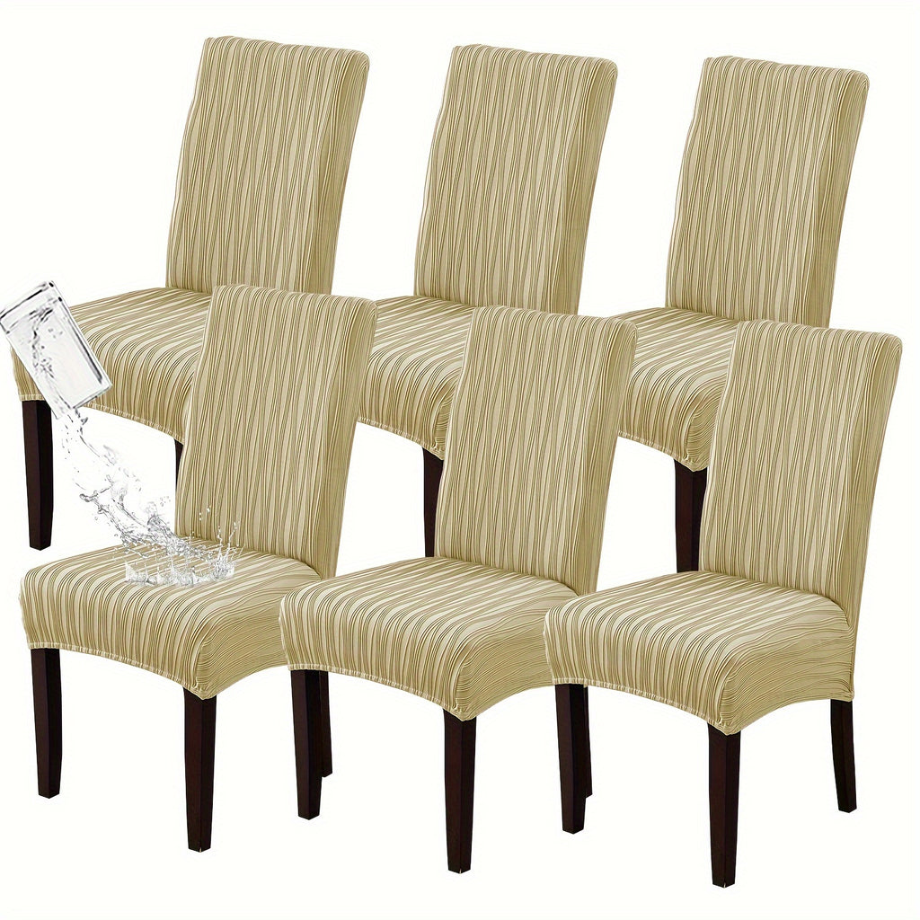 Stain-Resistant Stretch Dining Chair Covers Set of 4 or 6 Jacquard Polyester-Spandex Removable Slipcovers – Pet & Kid Friendly, Machine Washable, for Restaurant Home Wedding Christmas