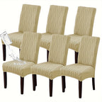 Stain-Resistant Stretch Dining Chair Covers Set of 4 or 6 Jacquard Polyester-Spandex Removable Slipcovers – Pet & Kid Friendly, Machine Washable, for Restaurant Home Wedding Christmas
