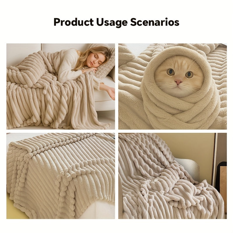 Soft Plush Throw Blanket – Thick Warm Fuzzy Cozy Blanket for Couch, Bed, Office & Travel | 4 Sizes, 4 Colors | Great for Gifts & Room Decor