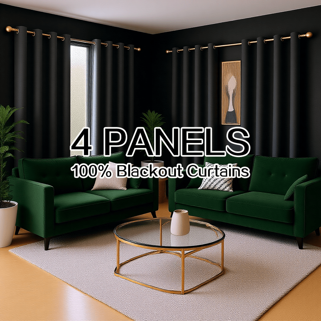 Blackout Curtains 4 Panels – 100% Room Darkening Thermal Insulated Grommet Top Window Drapes, Noise Reducing, Energy Saving, Privacy Protection for Living Room & Bedroom, 37–52" W Multiple Lengths
