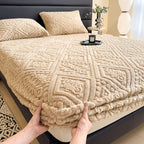 Embossed Fitted Sheet Set Super Soft Deep Pocket - European Texture Bed Sheets All Season, Machine Washable, Optional Pillowcases, Twin Full Queen King Sizes, 5 Colors Bedroom Bedding