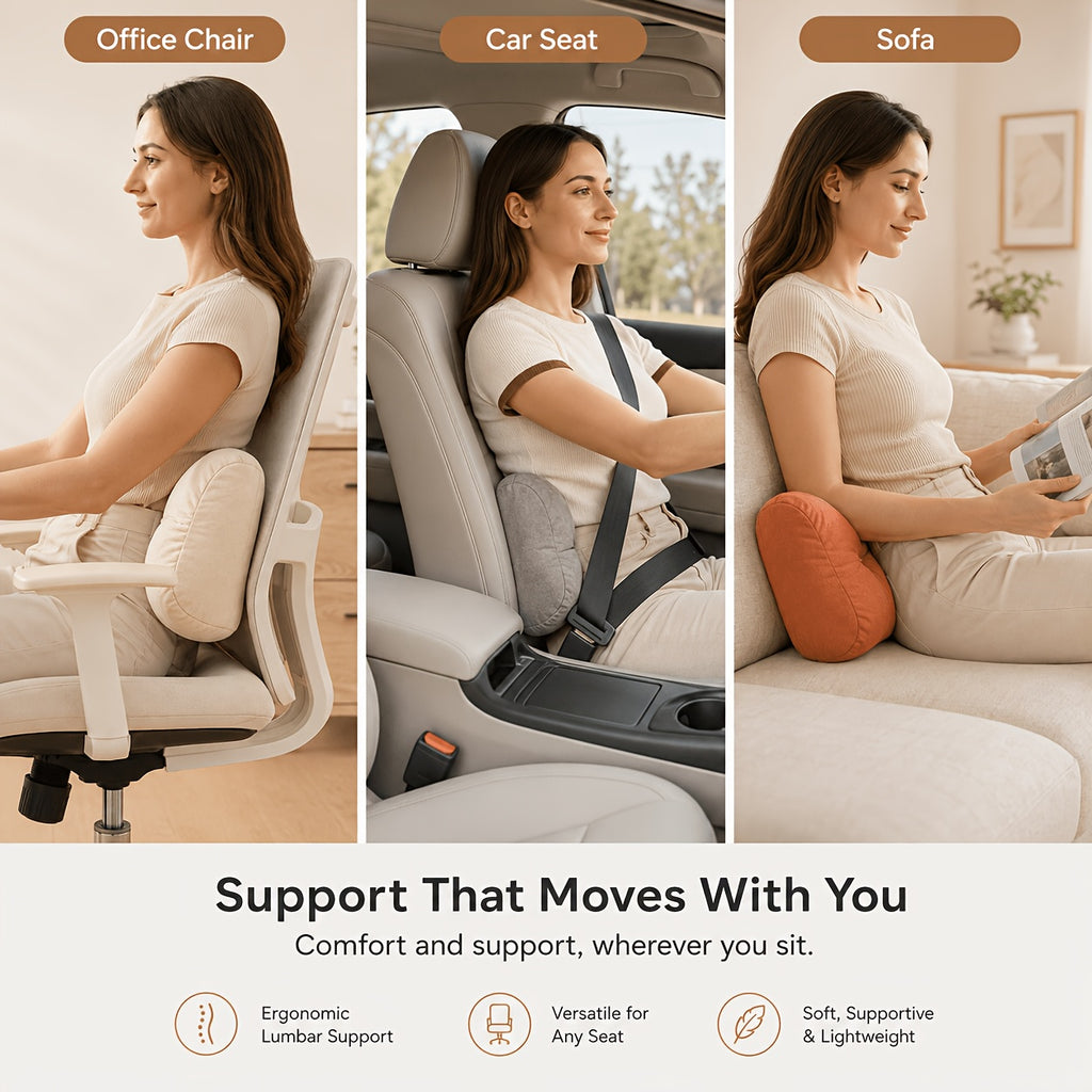 Lumbar Support Pillow Adjustable Back Cushion for Office Chair, Home, Travel & Student Dormitory – Machine Washable Ergonomic Lumbar Pillow Gift