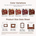 Bohemian Persian Area Rug - Plush Soft Pile Non-Slip Machine Washable 100% Polyester Red and Golden Floral Pattern for Living Room and Bedroom
