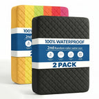 Waterproof Mattress Protector Deep Pocket 2 Pack – Quilted Breathable All-Season Fitted Bed Cover, Buy 1 Get 1 Free, Solid Color for Home & Hotel