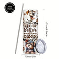 Stacked Dogs Graphic Insulated Tumbler 20oz - Stainless Steel Travel Cup with Lid & Straw for Hot & Cold Drinks, Cute Dog Lover Gift for Birthday, Halloween, Thanksgiving & Christmas