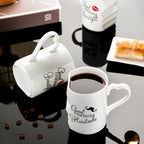 Ceramic Couple Mug Set of 2 – Kissing Design Insulated Love Mugs 360ml 12oz for Coffee Tea, Anniversary Wedding Valentine's Day Gift