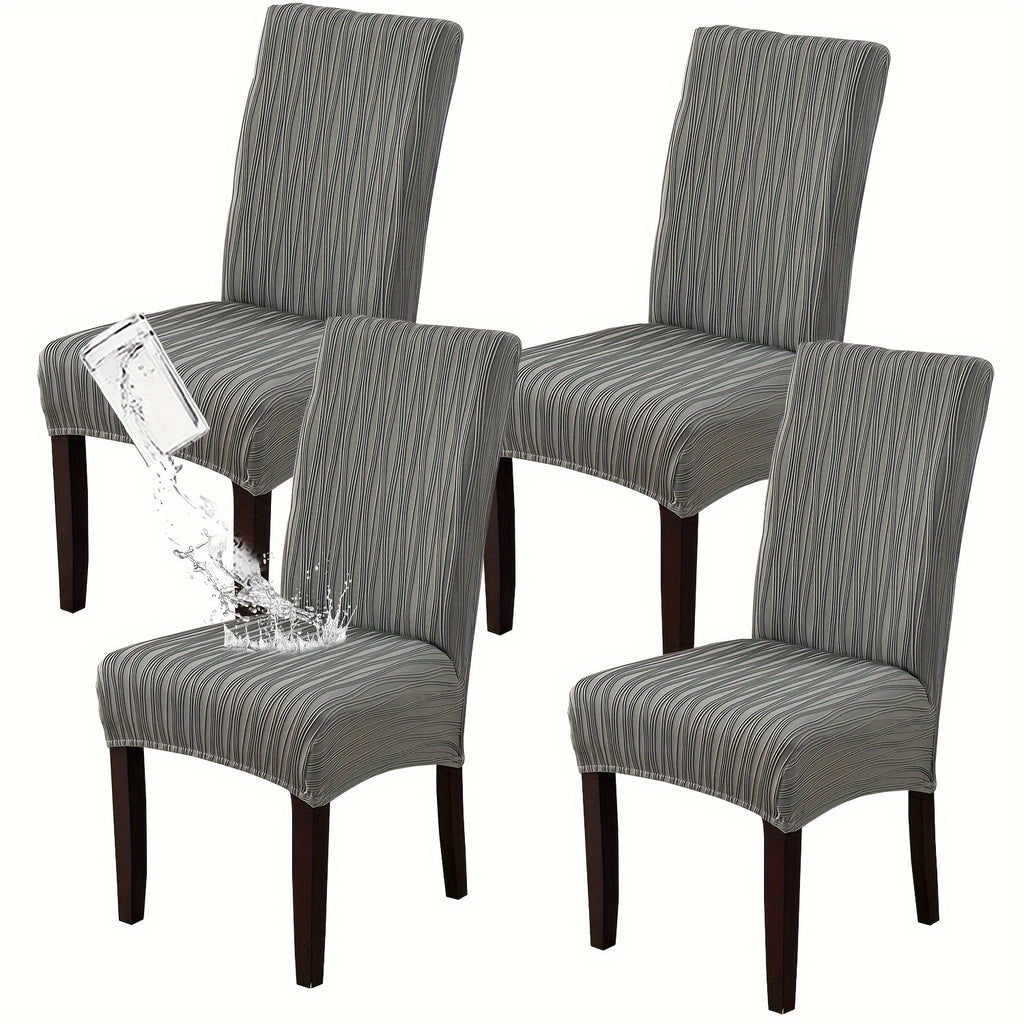 Stain-Resistant Stretch Dining Chair Covers Set of 4 or 6 Jacquard Polyester-Spandex Removable Slipcovers – Pet & Kid Friendly, Machine Washable, for Restaurant Home Wedding Christmas