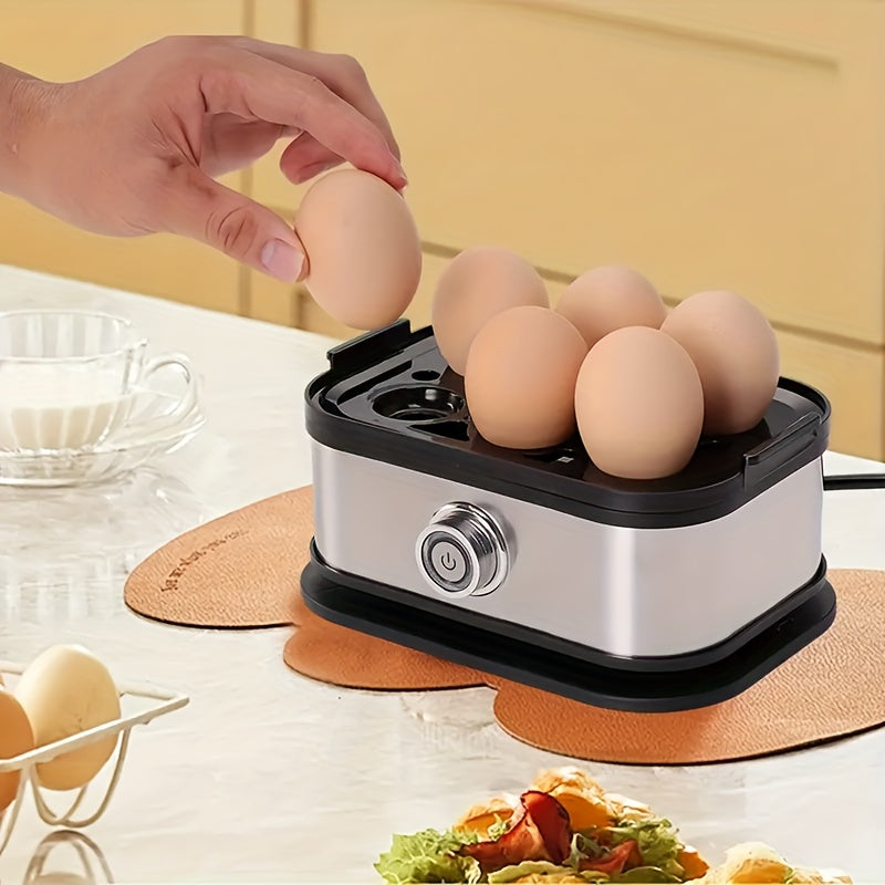 Rapid Egg Cooker 6 Egg Capacity Stainless Steel Electric Egg Boiler Hard Medium Soft Boiled Poacher Auto Shut-Off Alarm