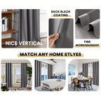 100% Blackout Linen Textured Curtains – Thermal Insulated Noise Reducing Grommet Window Drapes | 2-Panel Set for Bedroom, Living Room & Hall | 6 Neutral Colors