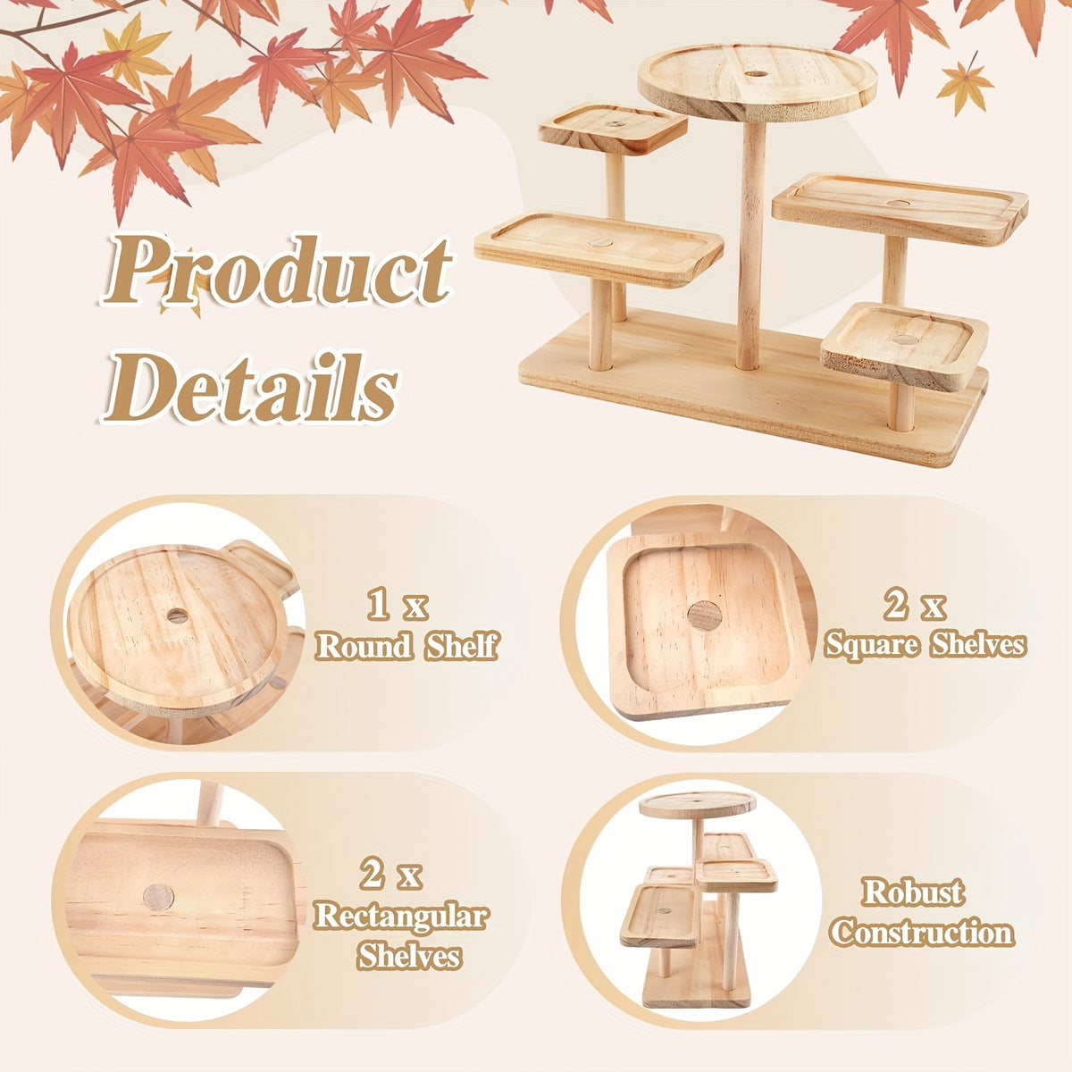 Multi-Tier Wooden Desk Organizer 5 or 6 Tray – Space-Saving Standing Shelf Rack for Cosmetics, Jewelry, Decor & Office Supplies