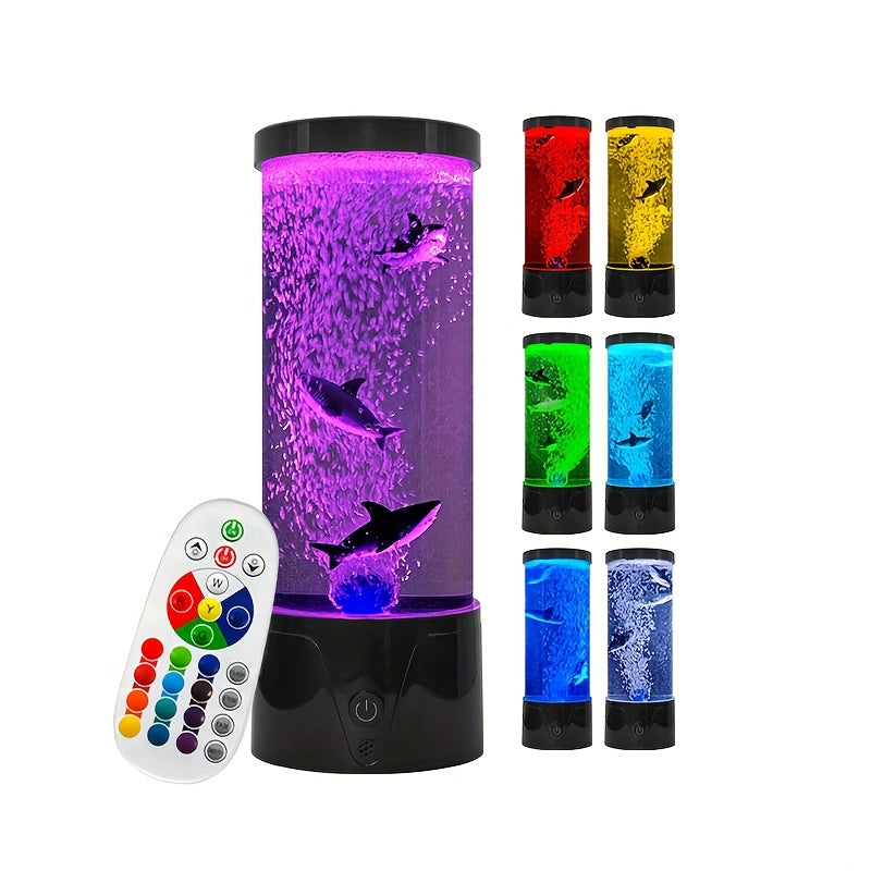 Bubble Fish Lava Lamp 17 Colors 4 Modes LED Artificial Fish Tank Night Light – Battery & USB Powered Mini Bubble Lamp with Remote for Room Decor & Gifts