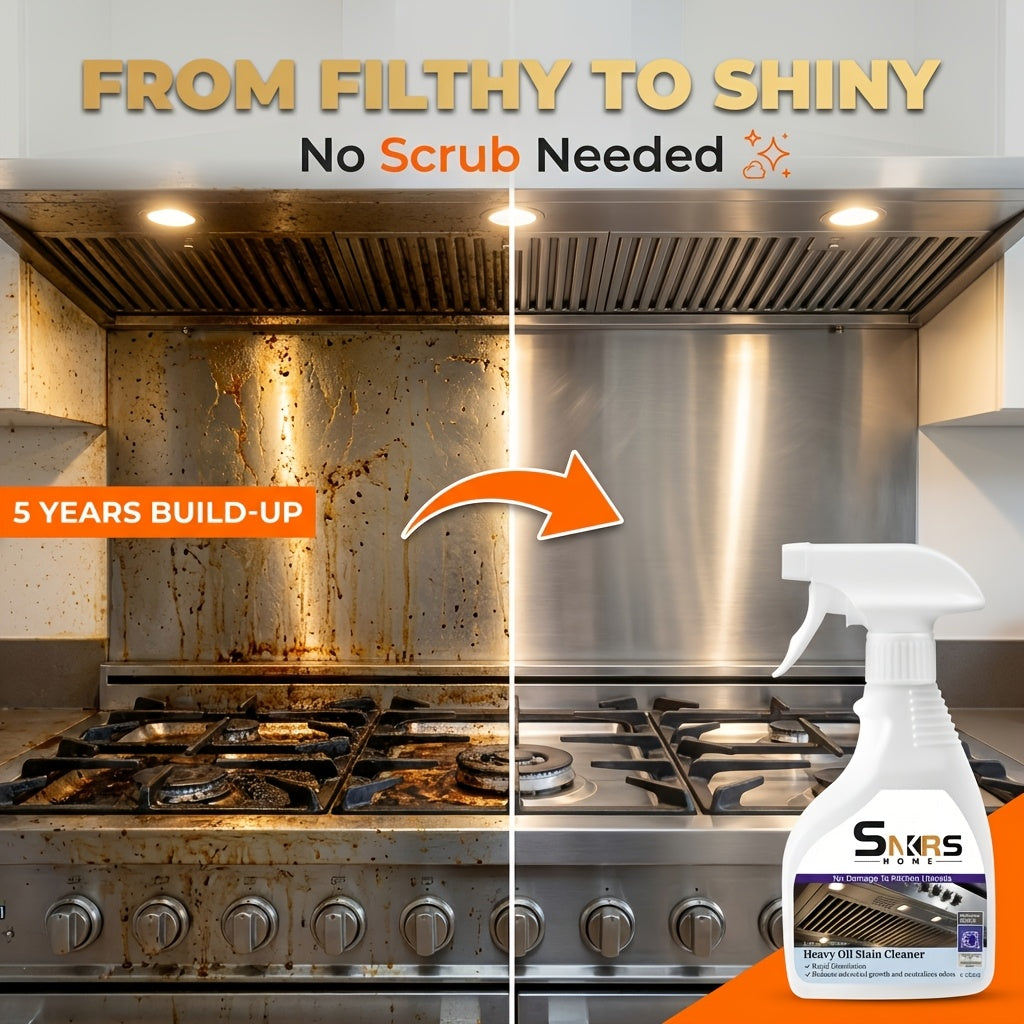 Heavy-Duty Stove & Gas Grill Degreaser Spray – Calcium Carbonate & Surfactant Formula Cuts Through Baked-On Grease & Oil on Metal Surfaces, Kitchen Cleaning Essentials