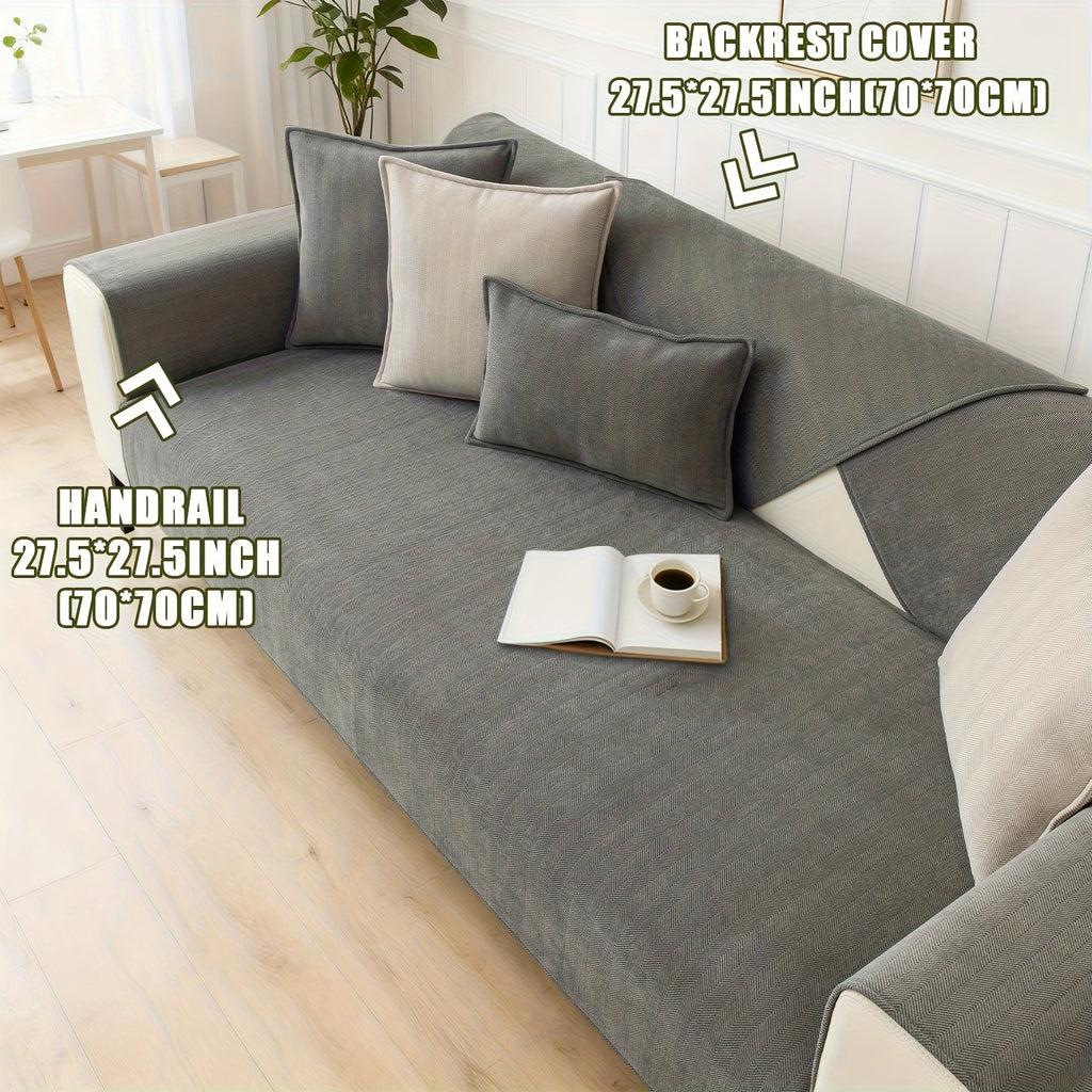 Chenille Ribbed Sofa Cover – Pet-Friendly Non-Slip Stretch Slipcover, Machine Washable Sofa Protector for 2, 3 & 4-Seater and Sectional Sofas, Modern Living Room Couch Cover