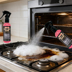 Oven & Stove Foam Cleaner Spray – Powerful Degreaser Removes Stubborn Grease & Baked-On Stains from Ovens, Grills, Stovetops & Metal Surfaces – Gentle Formula with Citric Acid, Kitchen Cleaning Essentials