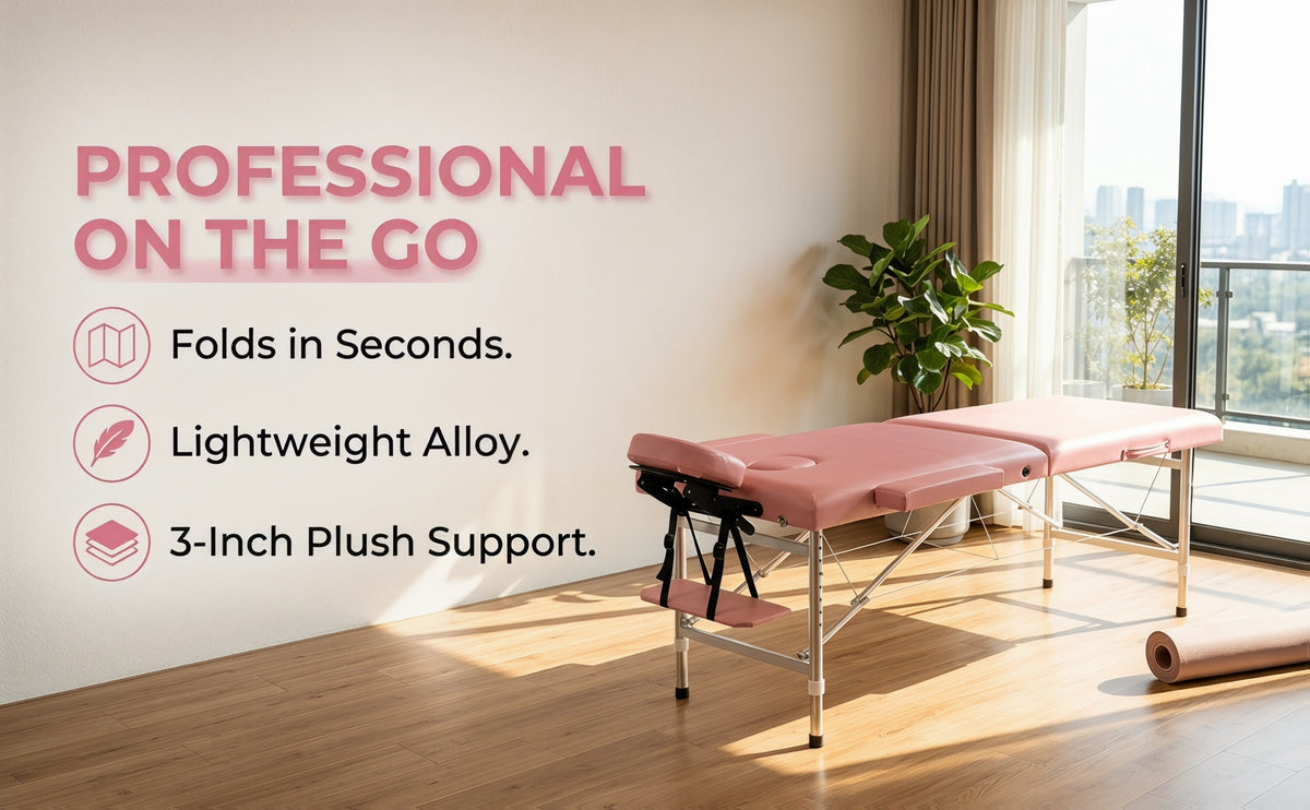 Portable Folding Massage Table Professional Lash Bed, Height Adjustable 8-Level Aluminium Legs, 30.9" Wide Tiltable Headrest for Spa Salon Tattoo Home Beauty