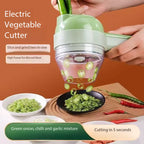 Mini Electric Food Chopper, 1-Cup USB & Battery Rechargeable Portable Garlic & Onion Slicer with Cleaning Brush — Compact Kitchen Gadget for Garlic, Onions, Celery & More, White & Green
