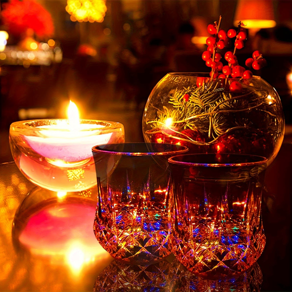 LED Light Up Cups Set of 2 | Water Activated Glowing Wine Glasses Multicolor Flashing Drinkware for Party Bar Easter