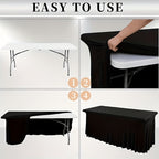 Rectangle Tablecloth with Skirt Wrinkle-Resistant Table Cover for Weddings Birthdays Graduations Black White Red 1 2 4 8 Pcs