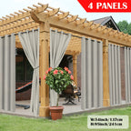 Outdoor Curtain Panels for Patio Gazebo Porch – Weather-Resistant, Light-Filtering Sun Block Privacy Drapes, 4 Panels, Multiple Sizes & Colors