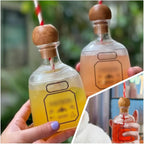 Mini Liquor Bottle Cups with Straw 12.68oz – Reusable Clear Plastic Tequila Bottles for Champagne, Wine & Cocktails | Party Favors & Wedding Drinkware