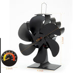 Wood Stove Fan Heat Powered Non-Electric Fireplace Fan for Wood Burning Stoves Pellet Stoves Log Burners with Thermometer – 4 to 7 Blade Options