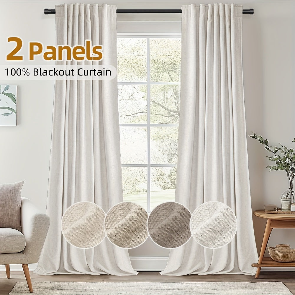Back Tab Blackout Curtains 2 or 4 Panels – 100% Light Blocking Thermal Insulated Window Drapes for Living Room, Bedroom & Office, 50"W Multiple Lengths, 9 Colors