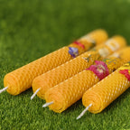 Floral Cone Shaped Decorative Candles 4 Pack 10 Inch Cylindrical Beeswax Taper Candles for Holiday Parties Valentine's Day Mother's Day Wedding Table Centerpiece Home Decor Gift