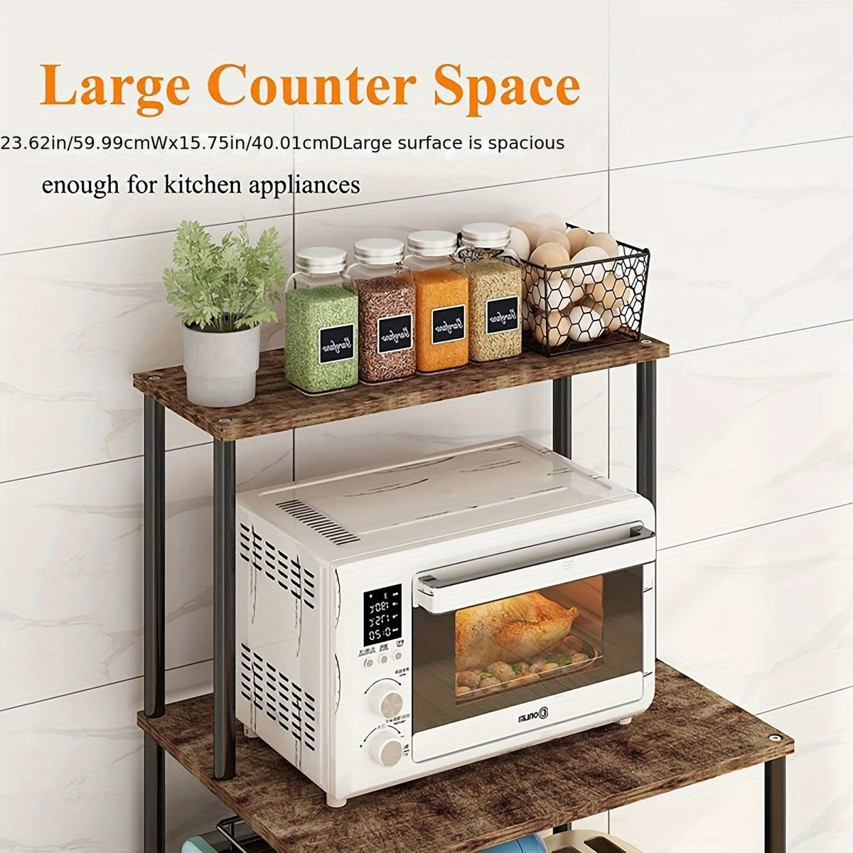 4-Tier Kitchen Microwave Oven Stand with Wheels – Vertical Baking & Bread Storage Rack for Kitchen & Dining Room | Rolling Floor-Standing Shelving