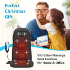 Heated Massage Seat Cushion with 10 Vibration Motors – 5 Modes 3 Intensity Levels Back & Seat Warmer Pad for Recliner Office Chair, 30-Min Auto Shut-Off, Father's Day Mother's Day Gift