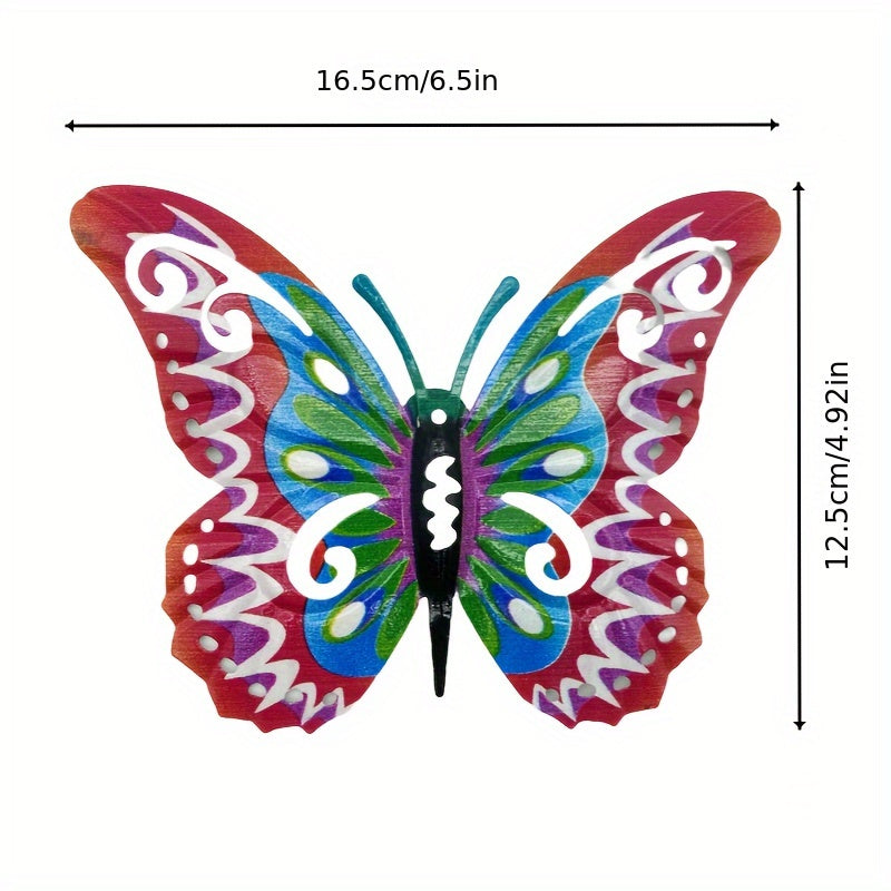 Metal Butterfly Wall Art Decorations Set of 8 – Colorful 3D Iron Butterfly Wall Decor for Garden Patio Indoor Walls, All-Season Outdoor Wall Art, Mother's Day Father's Day Gift
