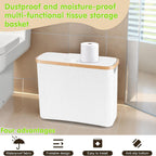 Bamboo Toilet Paper Storage Basket with Lid Holds 12 Rolls, Multi-Functional Bathroom Organizer with Tissue Holder Hook – Countertop Bathroom Decor, Black, Gray, White & Purple