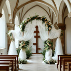 White Chiffon Draping Fabric Roll 32.8Ft - Sheer Arch Curtain for Wedding Ceremony Backdrop, Reception Decor, Bridal Shower, Birthday Party, Lightweight Nylon Drape 39" Wide