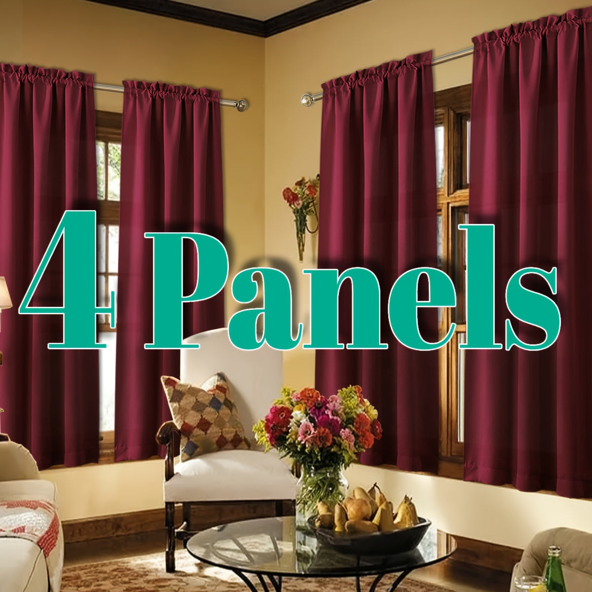 Light Filtering Curtains 4 Panels Solid Color Rod Pocket – Soft Brushed Sheer Window Drapes for Living Room Bedroom Office, 8 Sizes 10 Colors