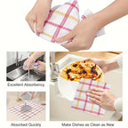 12-Pack Kitchen Dishcloths Double-Sided Reusable Cleaning Cloths – Highly Absorbent Cotton Dish Towels for Kitchen Surfaces & Wine Glass Cleaning, Non-Lint Multicolor Set