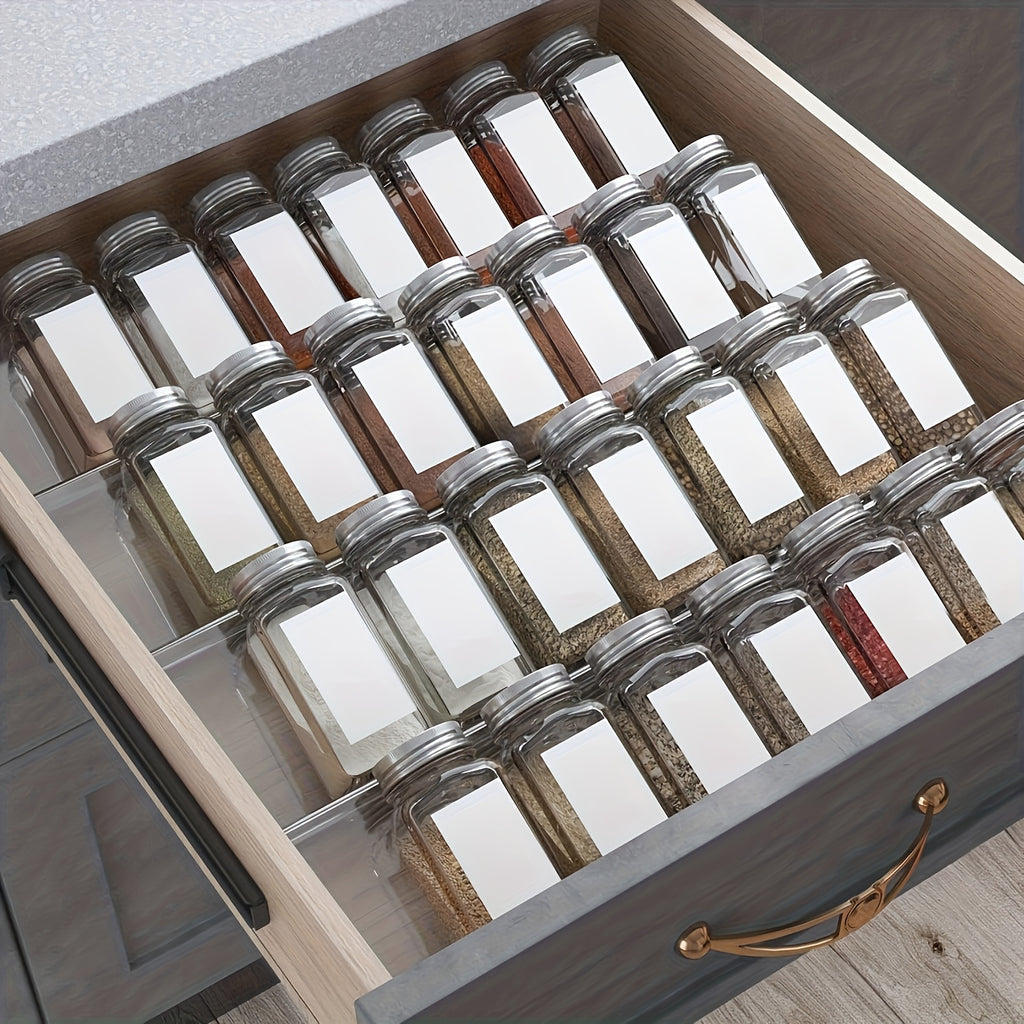Expandable Acrylic Spice Rack Drawer Organizer Insert – Slanted Clear Spice Tray for Kitchen Drawer & Countertop, 4/6/8 Pack